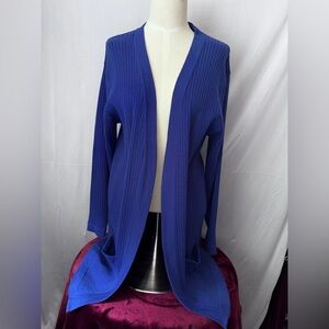 Nordstrom Blue Point Of View Large Open-Front Cardigan 100% Merino Wool